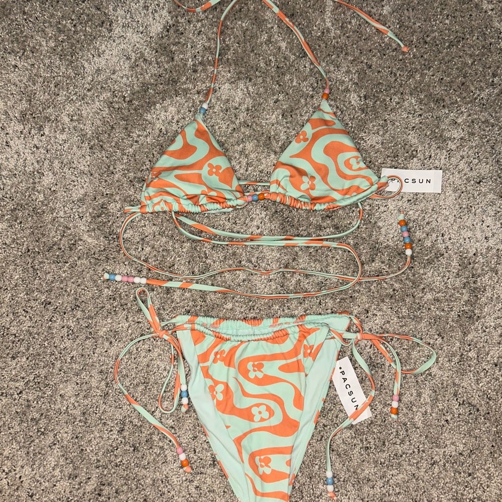 PacSun Orange and Mint Bikini Set